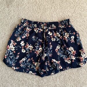 Joe Benbasset High Waist Blue and Pink Floral Shorts